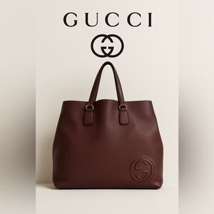 Gucci Burgundy/Bordeaux/Merlot/Maroon Leather Tote